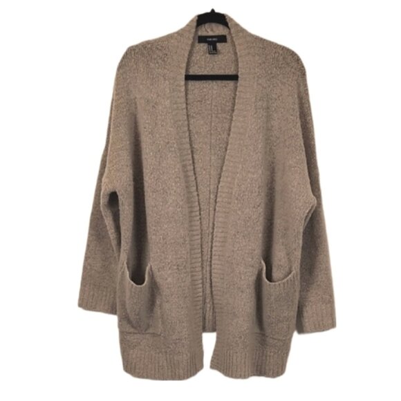 3/$20 Forever 21 Open Front Cardigan Sweater Boucle Knit Long Relaxed Slouchy - Picture 1 of 11